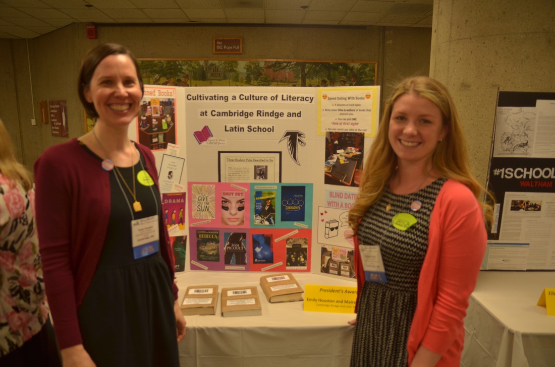 President's Award winners Emily Houston and Mairead Kelly (Cambridge Rindge & Latin) with their Awards Expo display