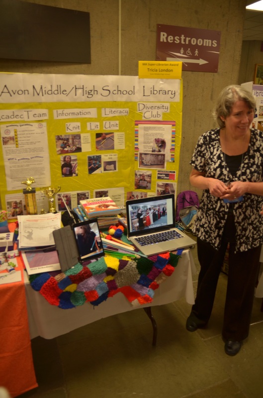 Super Librarian Tricia London  with her Awards Expo display: Avon Middle/High School