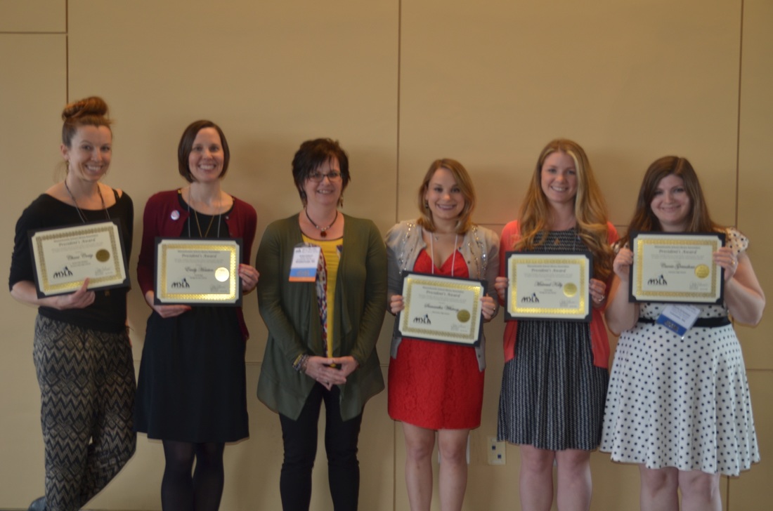 MSLA President's Award winners (l-r): Chani Craig, Emily Houston, MSLA President  Anita Cellucci, Samantha Whitney, Mairead Kelly, Carrie Grimshaw