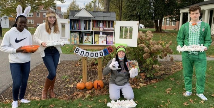 Halloween at Lawrence Academy - Library Squad gives treats